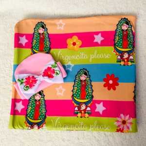 Babydecke, Wickeldecke, Babyhaube mit Namen, Wickeldecke, Babydecke, Geschenk zur Babyparty, Empfangsdecke, mexikanisches Design
