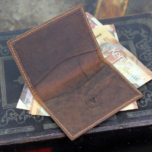 Leather Business Card Holder Leather Bifold Wallet - Etsy