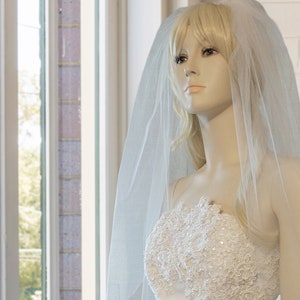 One Layer Wedding Veil, Simple Wedding Veil, Plain Veil, Bridal Veil, Cut Edge, Long Veil, Short Veil, White, Ivory, Veil, Wedding Veil