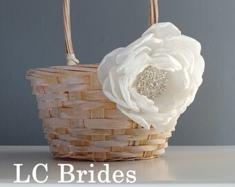 Ivory Flower Girl Basket, Flower Girl Basket, Rustic Flower Girl Basket, Rustic Wedding Basket, Wedding Basket, Ivory, Rustic, Wedding