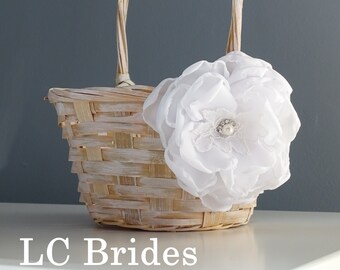 Flower Girl Basket, Rustic Flower Girl Basket, Rustic Wedding Basket, Wedding Basket, White, Rustic, Wedding