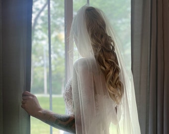 Ponytail Wedding Veil, Fingertip, White, Ivory, Bridal Veil, Wedding Veil, Ponytail Veil, Veil, Fingertip veil for ponytail