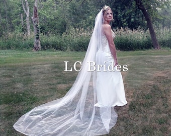 Cathedral Length Wedding Veil, Cathedral Veil, Ivory Veil, Plain Veil, Wedding Veil, Simple Veil, Bridal Veil, Long Veil, Black