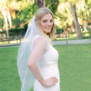 1 Layer Wedding Veil, 1 Tier, Plain Veil, Wedding Veil, Elbow Length, Ivory, White