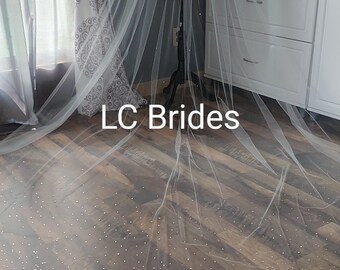 Crystal Cathedral Wedding Veil, Cathedral Veil, Ivory Veil, Crystal Veil, Wedding Veil, Veil with Crystals, Bridal Veil, Long Veil, Black
