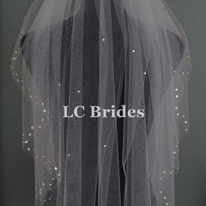 Wedding Veil With Crystals, Elbow Length Veil, Sparkle Veil, Crystal Veil, Bridal Veil, Wedding Veil, Veil with Crystals image 3