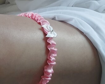 Simple Pink Satin Garter, Slim Pink Garter, Pink Bridal Garter, Pink Prom Garter, Affordable Garter, Garter for Prom, Wedding Garter