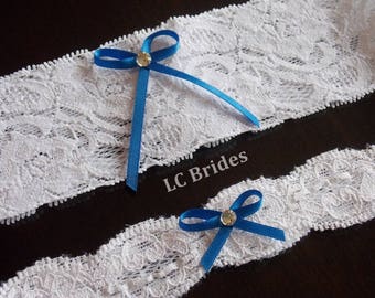 Bridal Wedding Garter Set, White Scalloped Lace Bridal Garter, Bridal Garter Set