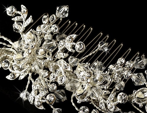 Elegant Swarovski Crystal Silver Bridal Hair Comb - Etsy display picture 2