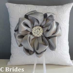 White Wedding Ring Pillow, Ring Bearer, Wedding Pillow, Ring Bearer Pillow, White, Silver, Embroider, Custom, Sparkle, Fairytale, Wedding