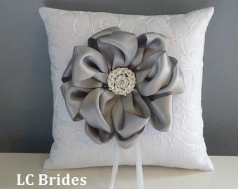 White Wedding Ring Pillow, Ring Bearer, Wedding Pillow, Ring Bearer Pillow, White, Silver, Embroider, Custom, Sparkle, Fairytale, Wedding