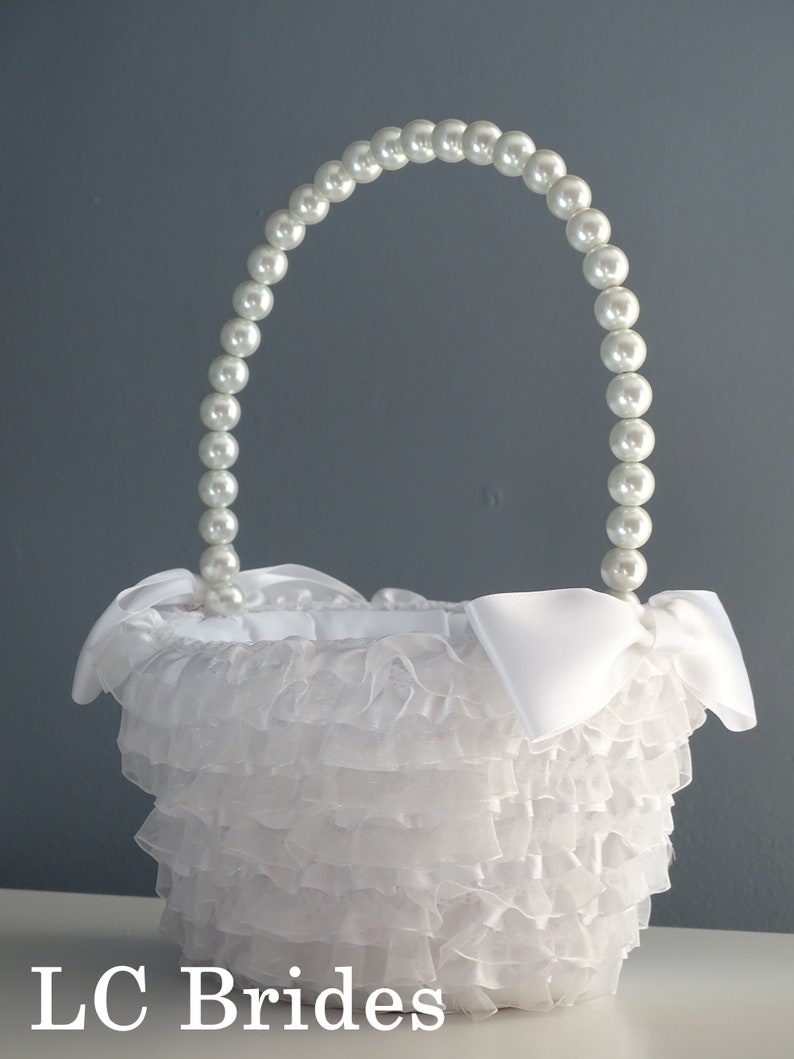 Flower Girl Basket, White Flower Girl Basket, Flower Basket, Wedding