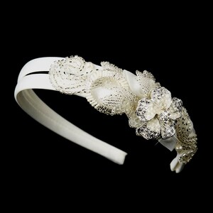 Bridal Headband, Ivory Headband, Headpiece, Hair Accessory, Headband, Wedding Headband, Pearl, Rhinestone, Crystal, Bride, Bridal, Ivory