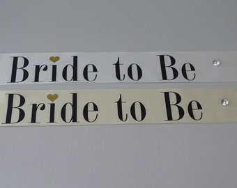 Bride to be Sash, Bridal Shower Sash, Wedding Sash, bachelorette sash, Black and Gold Sash