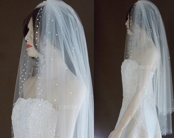 Elegant Wedding Veil with Crystals, Fingertip Length Veil, Sparkling Veil, Wedding Veil