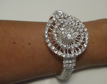 Bruids armband, strass, kristallen armband, armband, zilveren armband, clearbracelet, bruidsmode, bruids sieraden, bruiloft sieraden, zilver