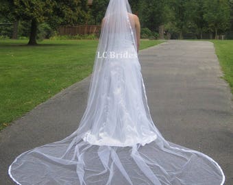 Cathedral Length Satin Edge Wedding Veil, Cathedral Veil, Cathedral Wedding Veil, Long Wedding Veil, Long Veil, Satin Edge Veil, Wedding