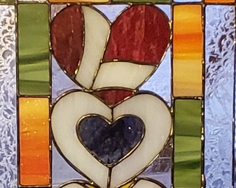 Love Hanging Stained Glass Panel