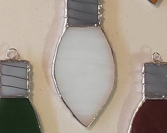Customizable Stained Glass Christmas Light Bulb Ornaments