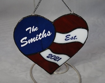 Customizable Patriotic Stained Glass Heart