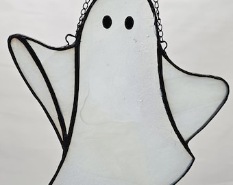 Boo the Ghost Halloween Stained Glass Sun Catcher Ornament