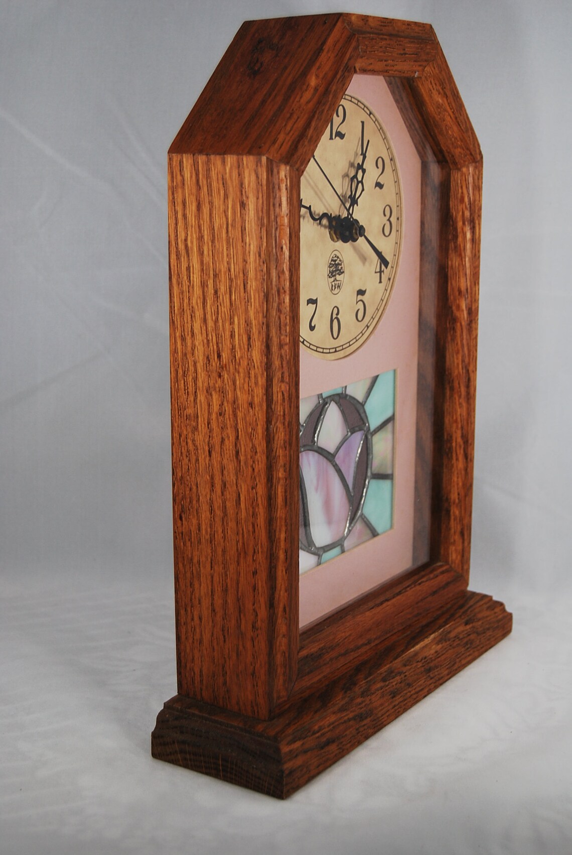 Table Clock With Stained Glass Tulip Etsy