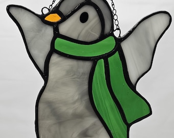 Penguin with Scarf Winter Holiday Christmas Stained Glass Sun Catcher