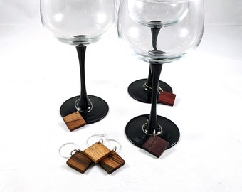 Wood Species Wine Glass Charms - Set of 6 | Wine Charm Set | Drink Markers