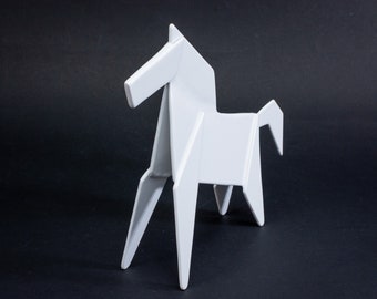 Steel Origami Horse Sculpture | Large | White | Metal