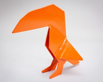 Steel Origami Toucan Sculpture | Large | Orange | Metal