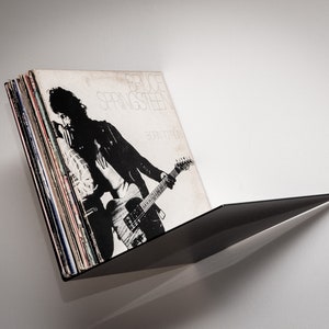 Vinyl Record Flip Wall Shelf | 70 Record Capacity | Black | Minimalist | Wall Mount