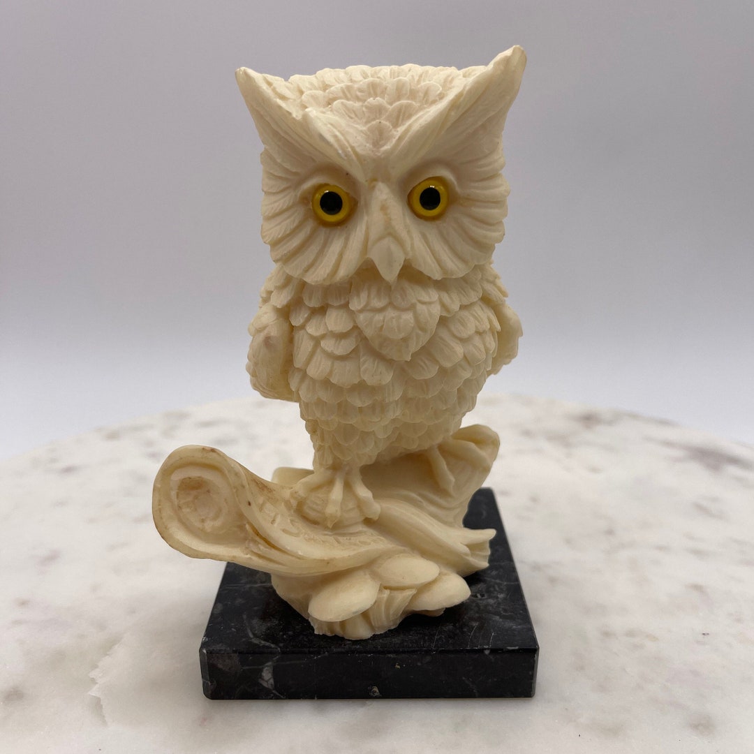 Owl Sculptor Artist A. Santini Classic Figure Made in Italy on Marble Stand Etsy