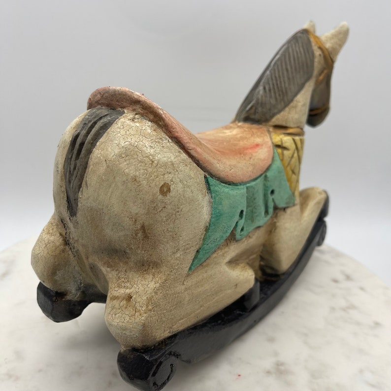 Antique Toy Wooden Rocking Horse Nursery Decor Baby Shower Etsy