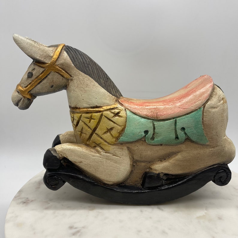 Antique Toy Wooden Rocking Horse Nursery Decor Baby Shower Etsy