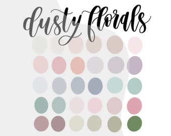 Dusty Florals Color Palette - iPad Lettering Color Swatch - Procreate Color Palette - Digital Lettering - Procreate Color Palette