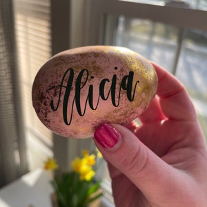 Easter Egg Personalized Easter Egg Easter Place Card Spring Decor Easter Basket Easter Basket Name Calligraphy Easter Egg image 5