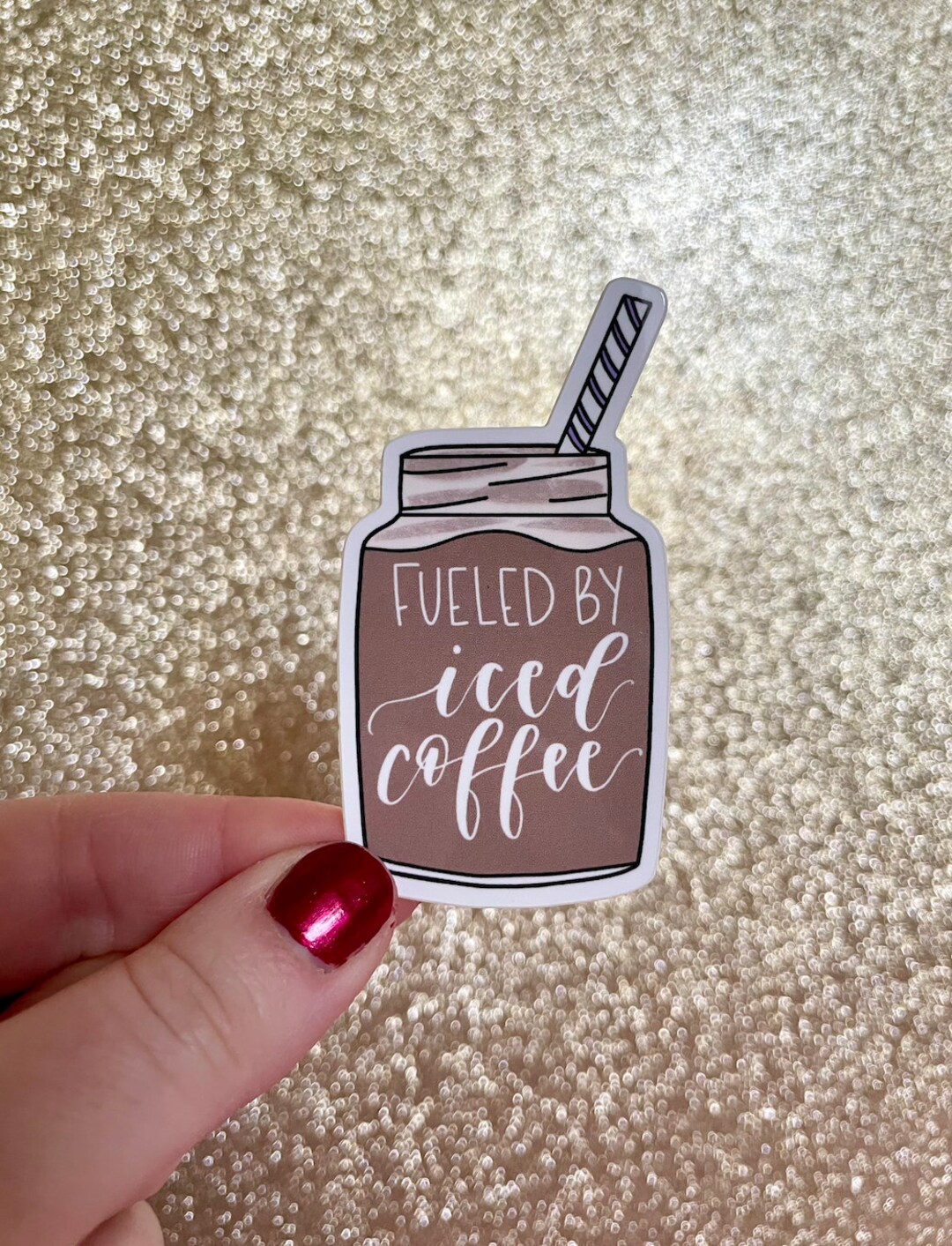 Fueled by Iced Coffee Sticker for Caffeine Lover. Water Bottle or ...