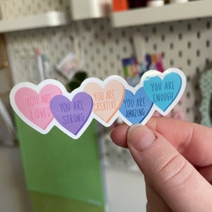 Candy Heart Affirmations Sticker. Positive Affirmation. Valentine's Day ...