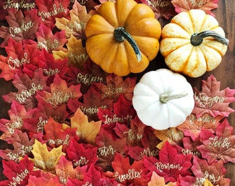 Fall Leaf Place Cards - Thanksgiving Place Cards - Calligraphy Place Cards - Calligraphy Place Cards - Fall Wedding - Fall Escort Cards