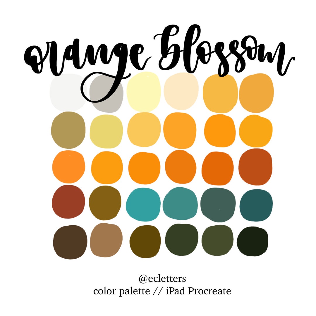 Orange Blossom Color Palette Ipad Lettering Color Swatch - Etsy