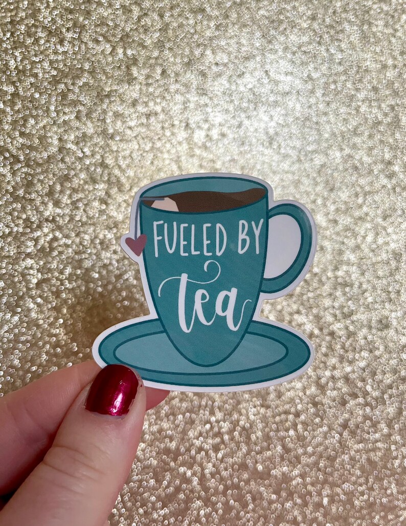 Fueled By Tea Sticker for Tea Lover. Water Bottle or Laptop Sticker. Funny Tea Sticker. zdjęcie 1
