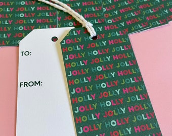 Holly Jolly Christmas Gift Tag | Set of 8 Holiday Gift Tags | Colorful Jewel Tone Christmas Gift Tag