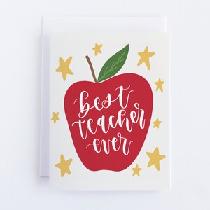 Teacher Appreciation Card | Best Teacher Ever Card with Apple | End of the Year Teacher, Educator Gift | Teacher Appreciation Week