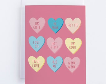 Galentine's Day Card with Candy Hearts | Valentine's Day Greeting Card | Pink Candy Heart Greeting Card for Friend