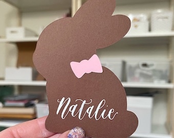 Easter Place Card | Chocolate Bunny Place Card | Personalized Calligraphy Place Card | Easter Table Setting | Spring Table | Easter Brunch