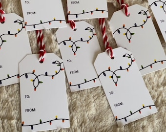 Christmas Gift Tags with Holiday Lights, Set of 8