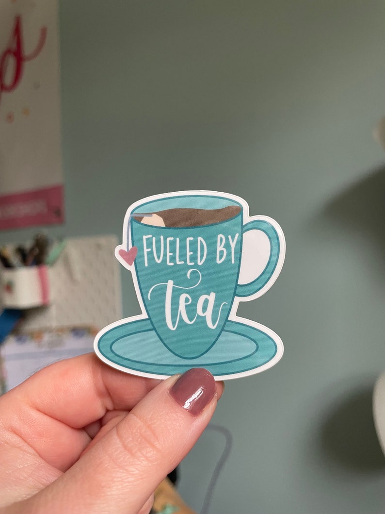 Fueled By Tea Sticker for Tea Lover. Water Bottle or Laptop Sticker. Funny Tea Sticker. zdjęcie 2