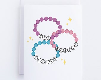 Friendship Bracelet Valentine | Galentine's Day Greeting Card | Card for Friend, BFF, Bestie, Best Friend | BFF Friendship Bracelet