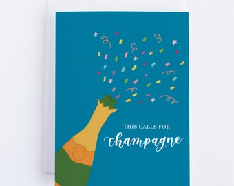This Calls for Champagne Card, Congratulations Card, Celebration Card, Promotion Card, Engagement Card, Confetti Card, Celebratory Card