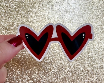 Red Heart Sunglasses Sticker | Waterproof Vinyl Decal